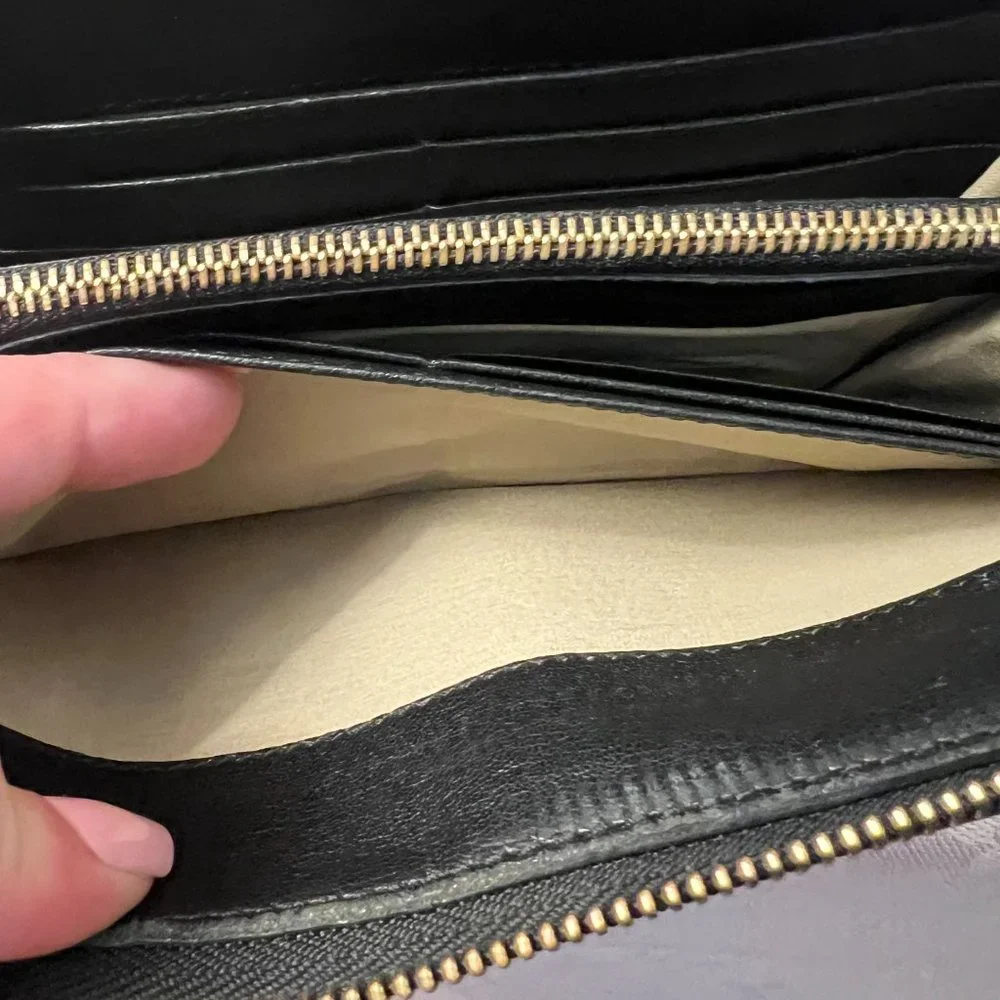 CHLOE Elsie Long Black Leather Wallet with Gold Tone Hardware - Picture 7 of 12